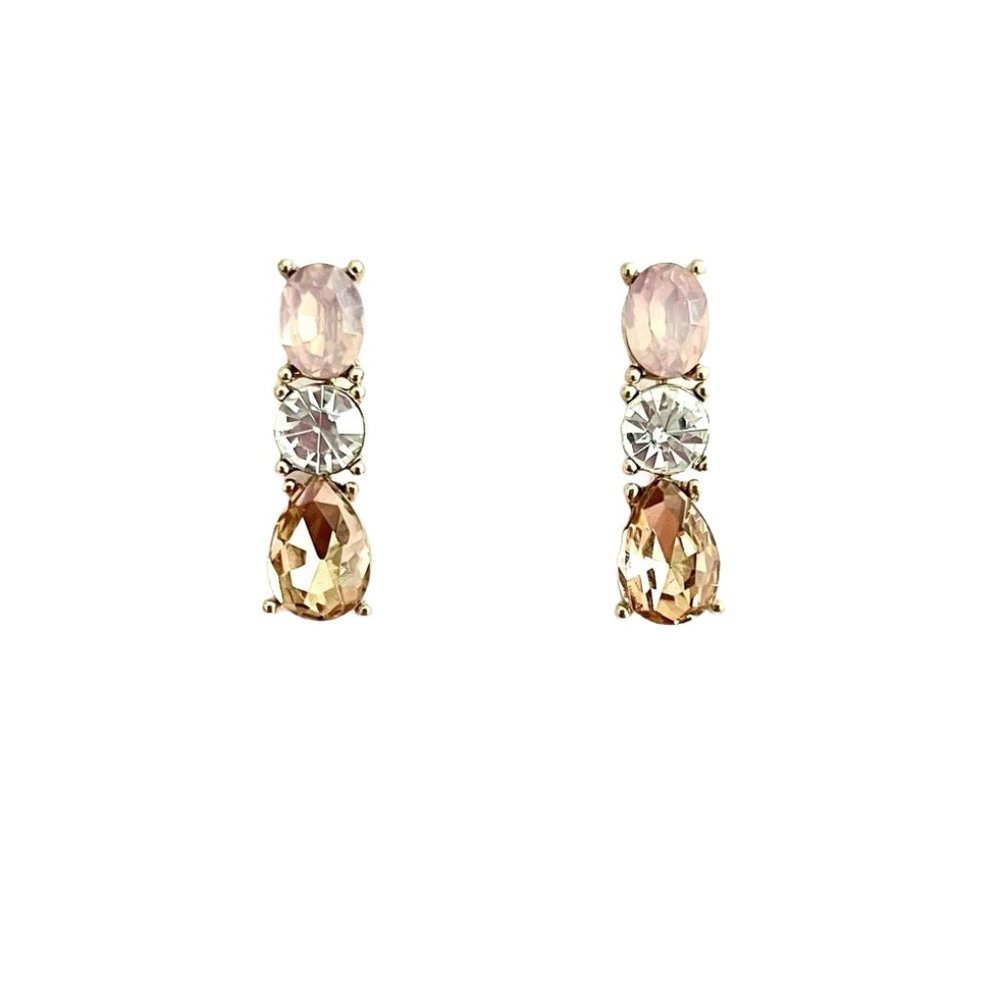 Coral Drop Crystal Post Earrings
